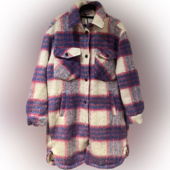 NWT Free People x BLANKNYC Plaid Prime Time Wool Blend Jacket Size Large - Picture 2 of 3